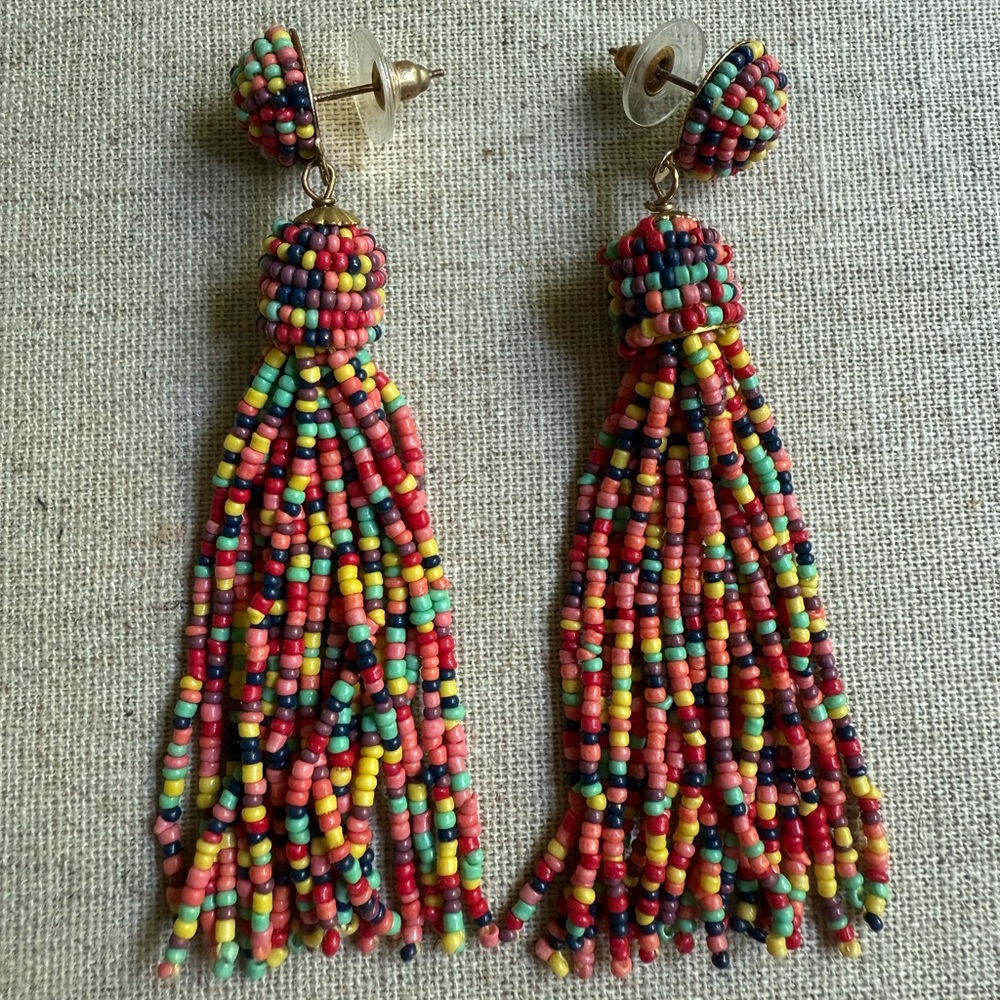 Colorful Beaded Tassel Earrings